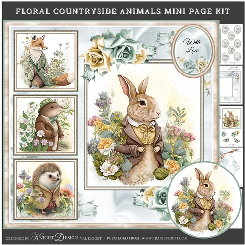 Floral Countryside Animals Mini Page Kit