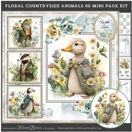 Floral Countryside Animals 02 Mini Page Kit