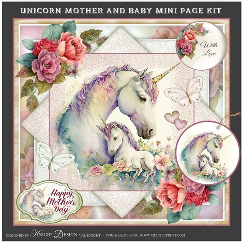 Unicorn Mother And Baby Mini Page Kit