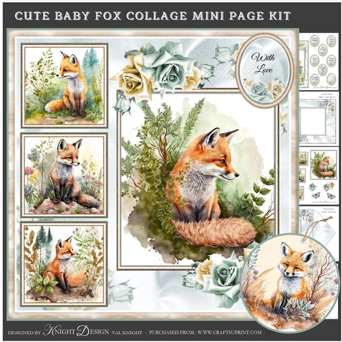 Cute Baby Fox Collage Mini Page Kit