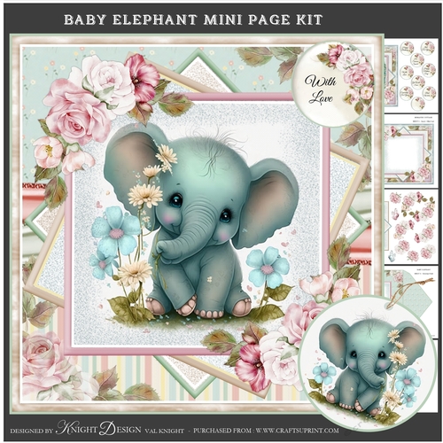 Cute Baby Elephant Mini Page Kit