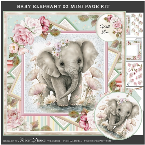 Cute Baby Elephant 02 Mini Page Kit