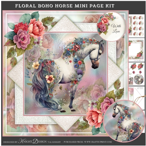 Floral Boho Horse Mini Page Kit