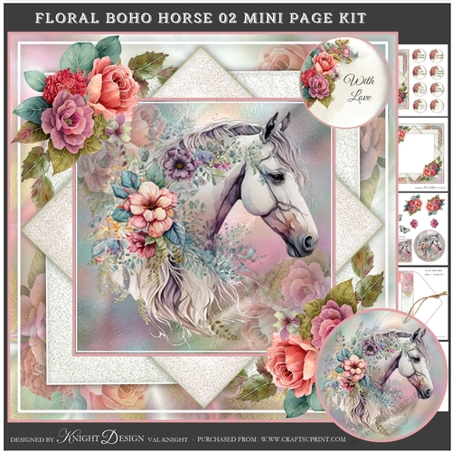 Floral Boho Horse 02 Mini Page Kit