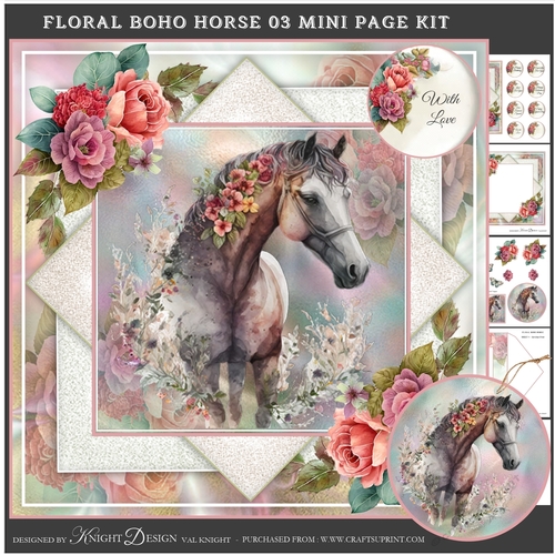 Floral Boho Horse 03 Mini Page Kit