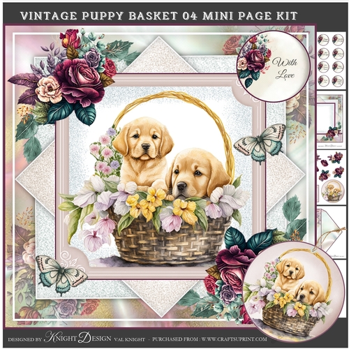 Vintage Puppy Basket 04 Mini Page Kit