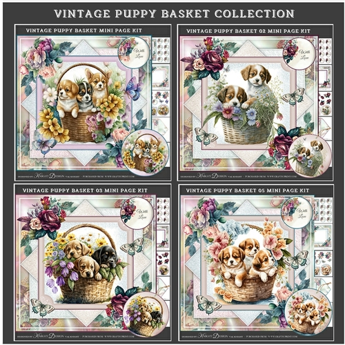 Vintage Puppy Basket Collection
