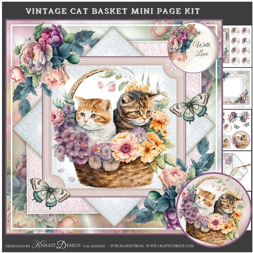Vintage Cat Basket Mini Page Kit
