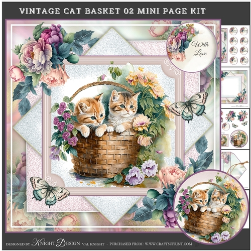 Vintage Cat Basket 02 Mini Page Kit
