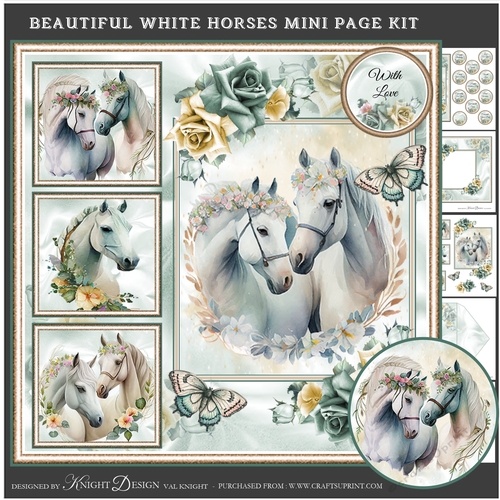 Beautiful White Horses Mini Page Kit