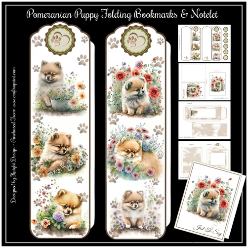 Pomeranian Puppy Folding Bookmarks & Notelet