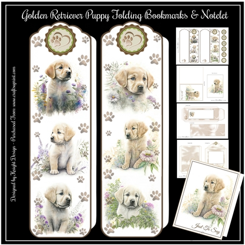 Golden Retriever Puppy Folding Bookmarks & Notelet