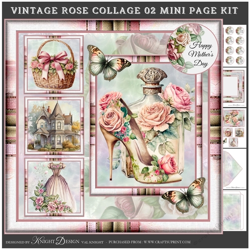 Vintage Rose Collage 02 Mini Page Kit