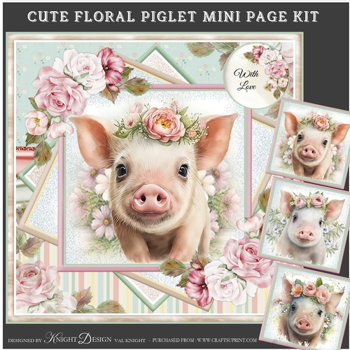 Cute Floral Piglet Mini Page Kit