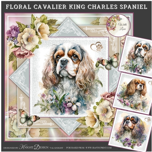 Floral Cavalier King Charles Spaniel Mini Page Kit