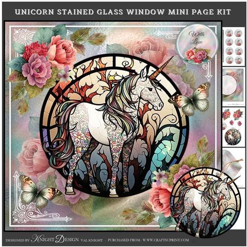 Unicorn Stained Glass Window Mini Page Kit