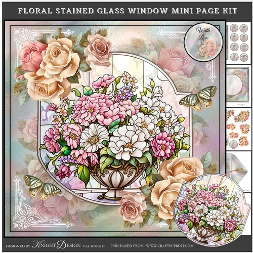 Floral Stained Glass Window Mini Page Kit