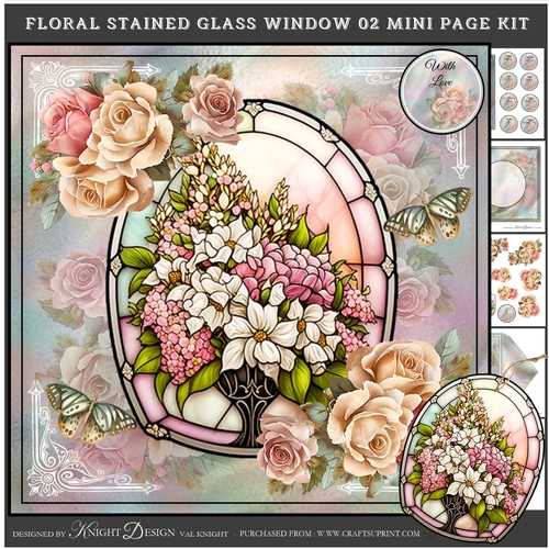 Floral Stained Glass Window 02 Mini Page Kit