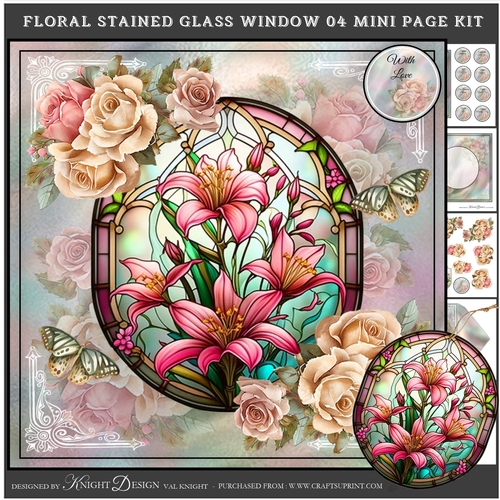 Floral Stained Glass Window 04 Mini Page Kit