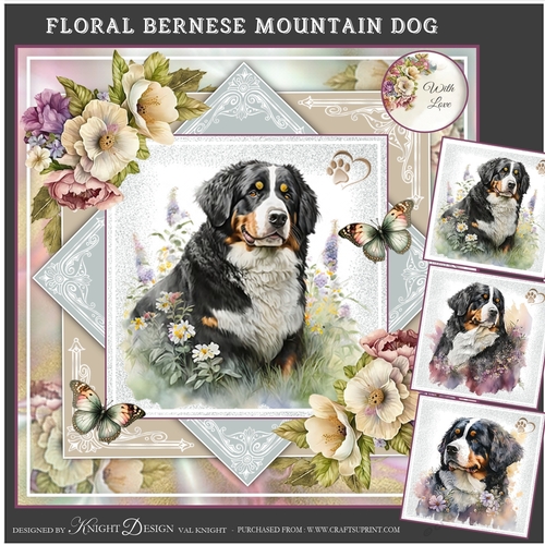 Floral Bernese Mountain Dog Mini Page Kit