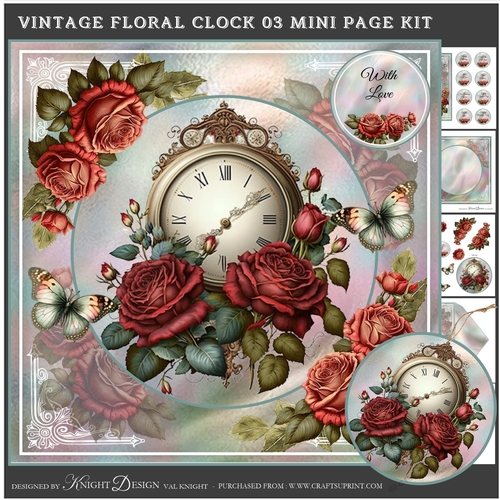 Vintage Floral Clock 03 Mini Page Kit