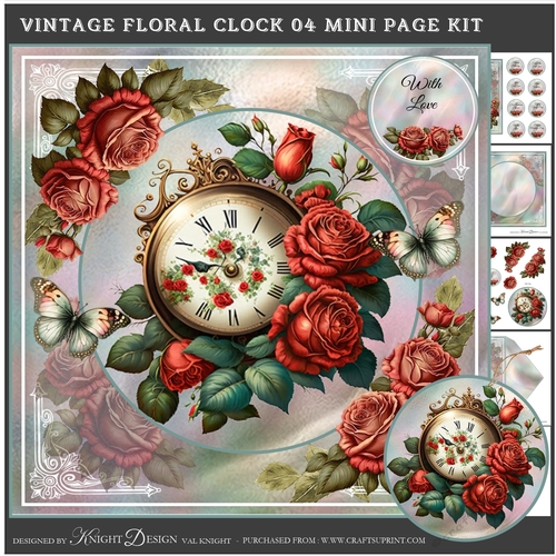 Vintage Floral Clock 04 Mini Page Kit