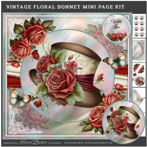 Vintage Floral Bonnet Mini Page Kit
