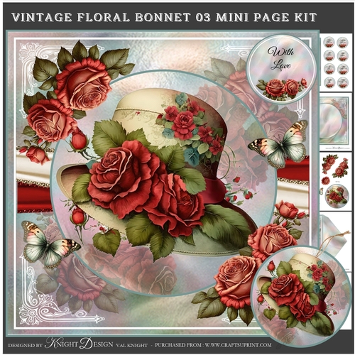 Vintage Floral Bonnet 03 Mini Page Kit