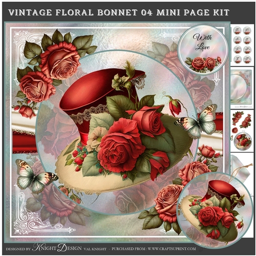 Vintage Floral Bonnet 04 Mini Page Kit