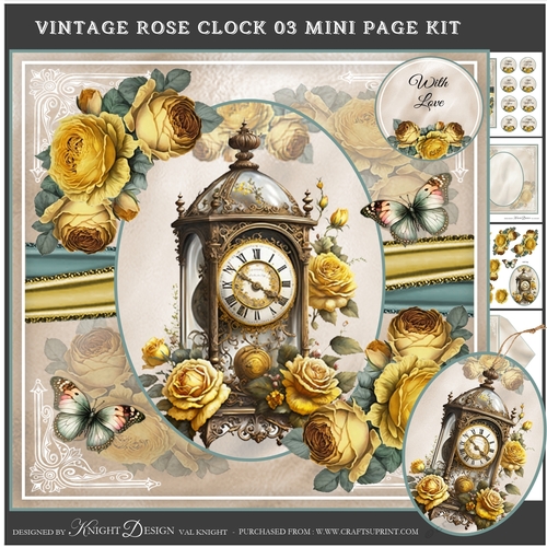 Vintage Rose Clock 03 Mini Page Kit