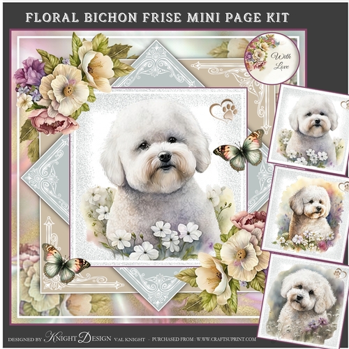 Floral Bichon Frise Mini Page Kit