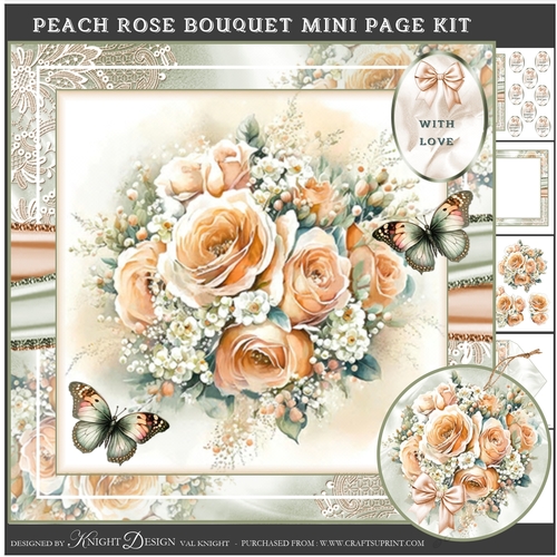 Peach Rose Bouquet Mini Page Kit