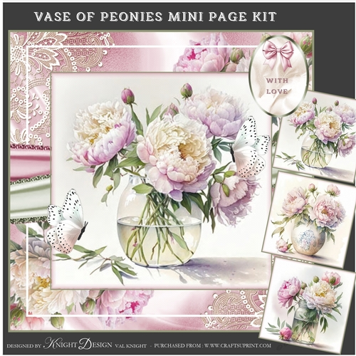 Vase Of Peonies Mini Page Kit