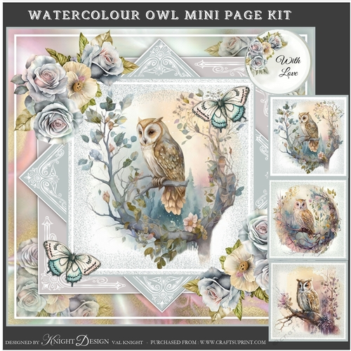 Watercolour Owl Mini Page Kit
