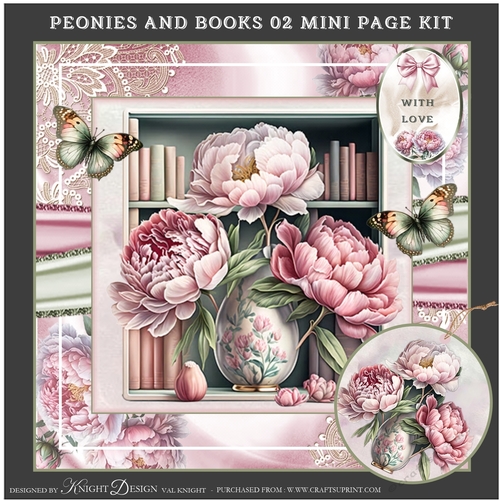 Peonies And Books 02 Mini Page Kit