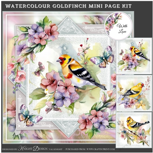 Watercolour Goldfinch Mini Page Kit