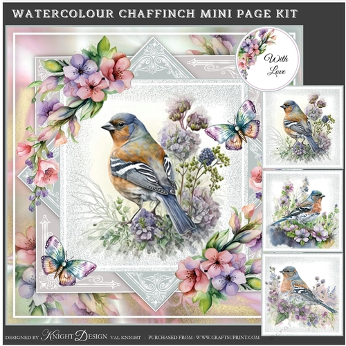 Watercolour Chaffinch Mini Page Kit