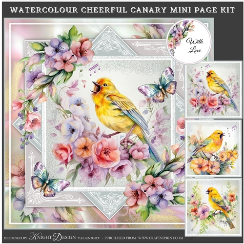 Watercolour Cheerful Canary Mini Page Kit