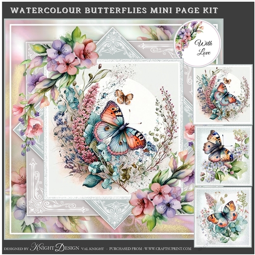 Watercolour Butterflies Mini Page Kit