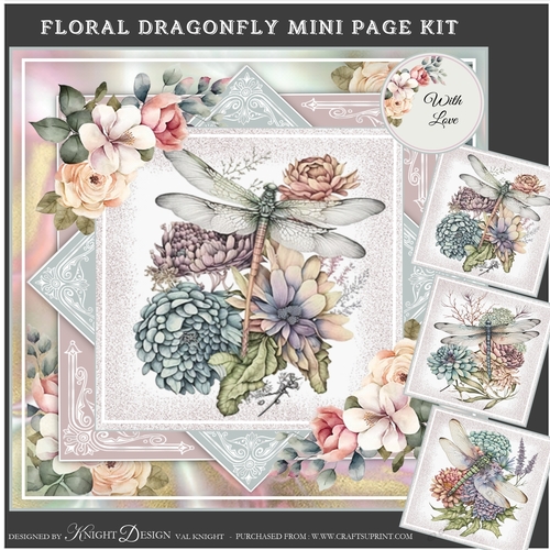 Floral Dragonfly Mini Page Kit