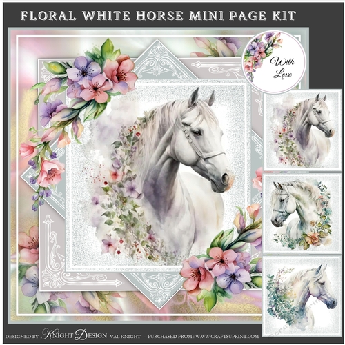 Floral White Horse Mini Page Kit