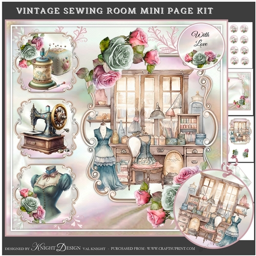 Vintage Sewing Room Mini Page Kit