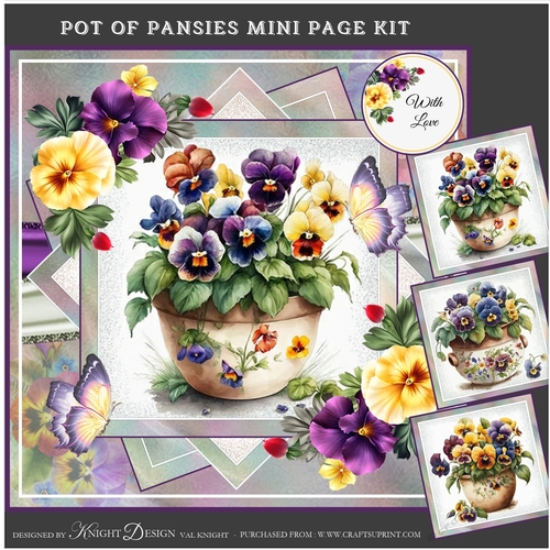 Pot Of Pansies Mini Page Kit