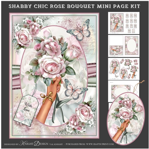 Shabby Chic Rose Bouquet Mini Page Kit
