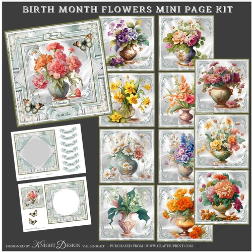 Birth Month Flowers Mini Page Kit