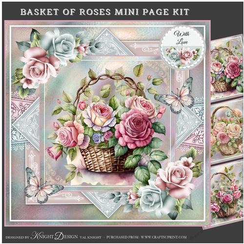 Beautiful Basket Of Roses Mini Page Kit