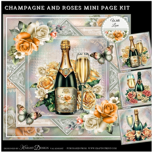 Champagne And Roses Mini Page Kit