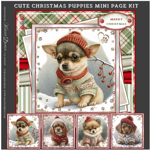 Cute Christmas Puppies Mini Page Kit 