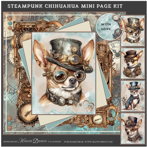 Steampunk Chihuahua Mini Page Kit 