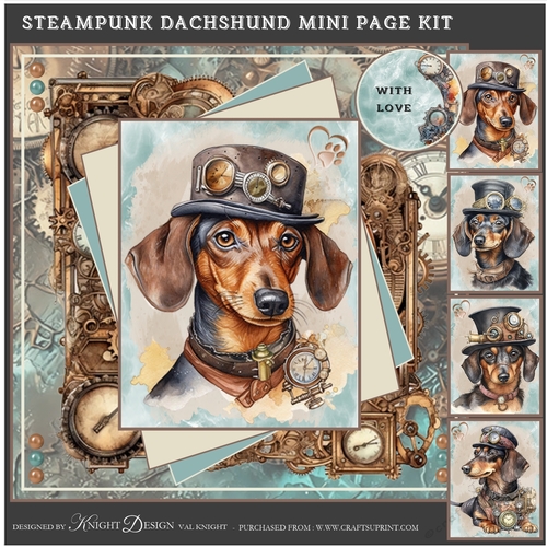 Steampunk Dachshund Mini Page Kit 